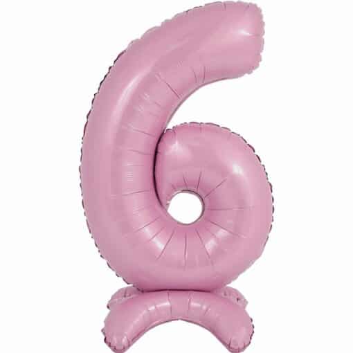 Pastel Pink Number 6 Shaped Stand Up Balloon