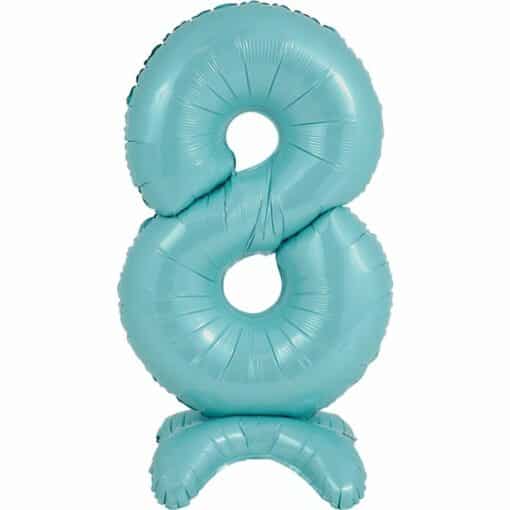 Pastel Blue Number 8 Shaped Stand Up Balloon