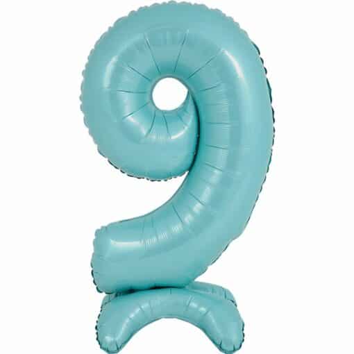 Pastel Blue Number 9 Shaped Stand Up Balloon