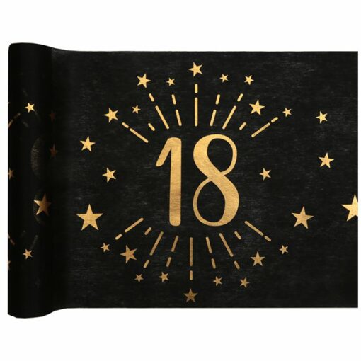 18th Black Metallic Fabric Table Runner