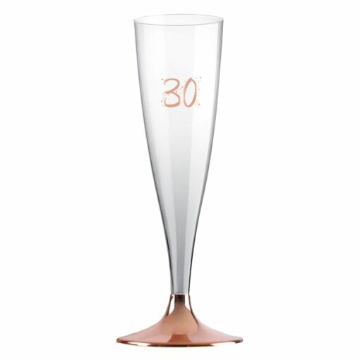 30th Rose Gold Champagne Flutes