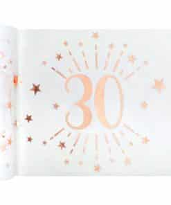 30th White Metallic Fabric Table Runner