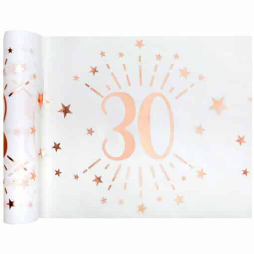 30th White Metallic Fabric Table Runner