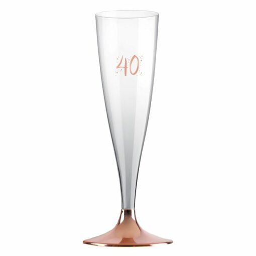 40th Rose Gold Champagne Flutes