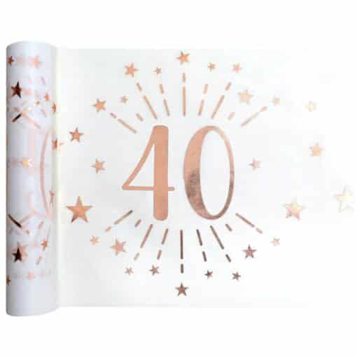 40th White Metallic Fabric Table Runner