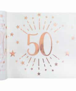 50th White Metallic Fabric Table Runner