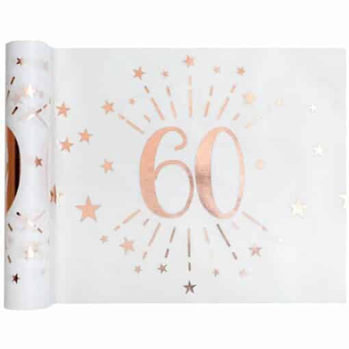 60th White Metallic Fabric Table Runner