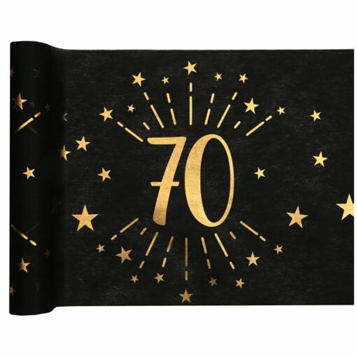 70th Black Metallic Fabric Table Runner