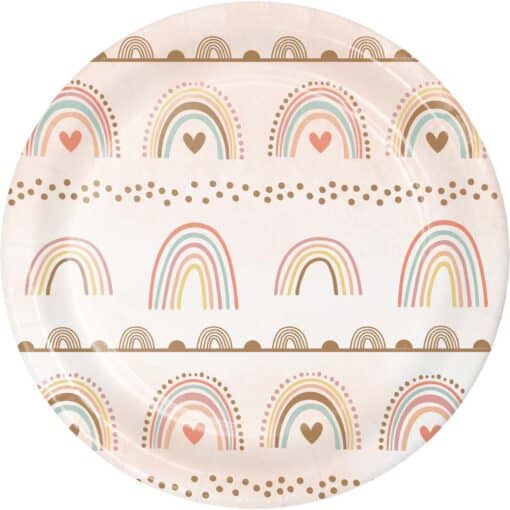 Boho Rainbow Paper Dessert Plates