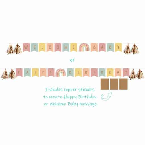 Boho Rainbow Shaped Ribbon Banner with Stickers