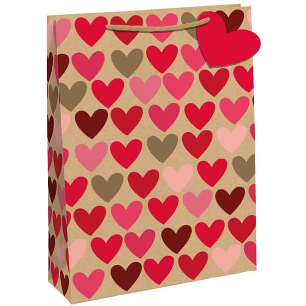 Heart Kraft Large Gift Bag - Next Day Delivery