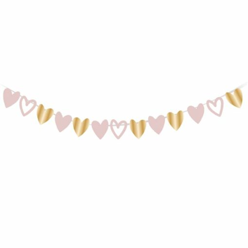 Pink & Gold Hearts Garland Decoration