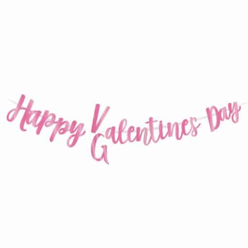 Pink Metallic "Happy Valentine's / Galentine's Day' Banner