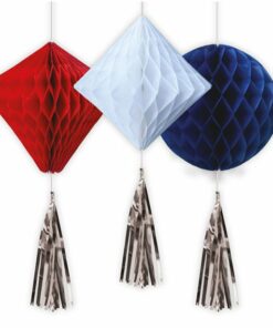 Red, White & Blue Honeycombs with Tassels