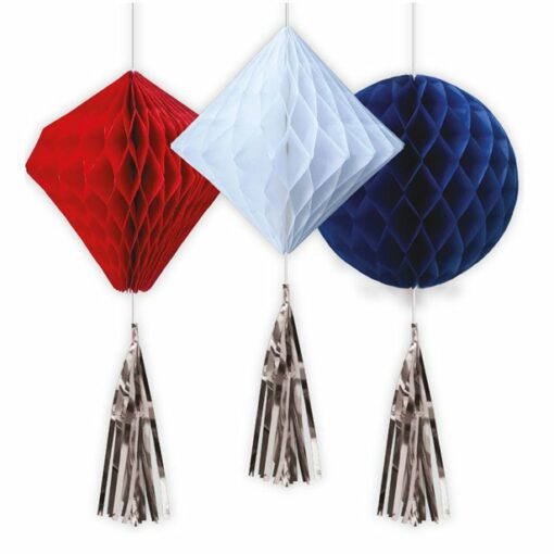 Red, White & Blue Honeycombs with Tassels