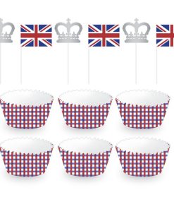 Union Jack Flags & Crown Picks Cupcake kit