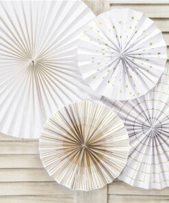 White & Gold Mix Fan Decorations