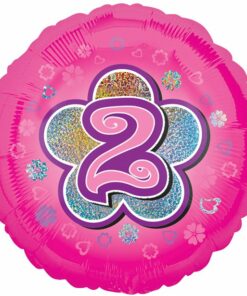 Age 2 Pink Flowers Balloon