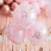 Double Layered Pink & Rose Gold Confetti Latex Balloons