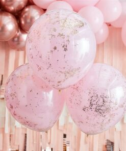 Double Layered Pink & Rose Gold Confetti Latex Balloons