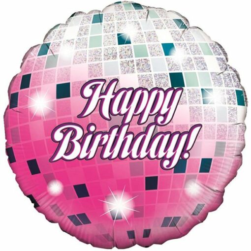 Glitter Ball Happy Birthday Foil Balloon