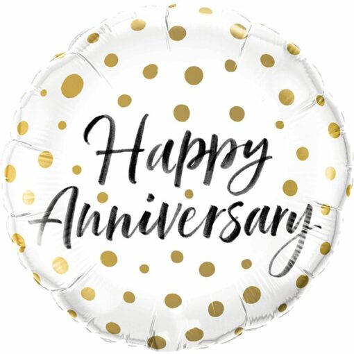 Happy Anniversary Gold Dots Balloon