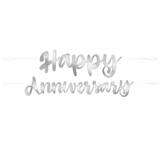 Happy Anniversary Silver Paper Banner