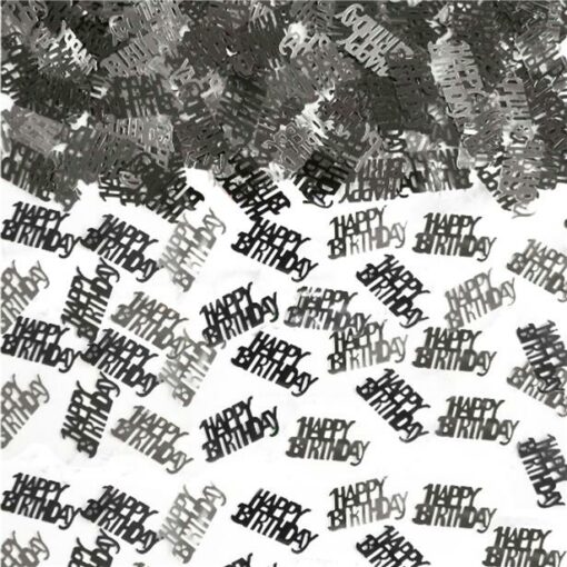 Happy Birthday Black & Silver Metallic Table Confetti