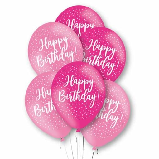 Happy Birthday Pink Latex Balloons