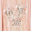 Hello 50 Rose Gold Confetti Latex Balloons