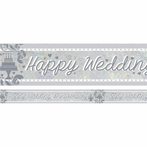 Holographic 'Happy Wedding Anniversary' Foil Banner