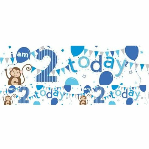 Monkey 2nd Birthday Holographic Foil Banner