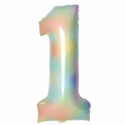 Number 1 Pastel Rainbow Foil Balloon