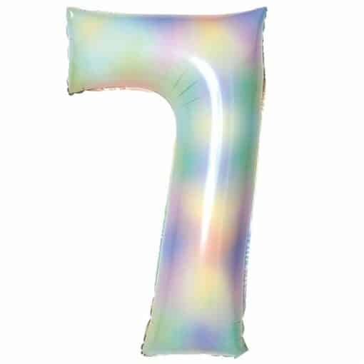 Number 7 Pastel Rainbow Foil Balloon