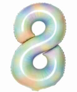 Number 8 Pastel Rainbow Foil Balloon