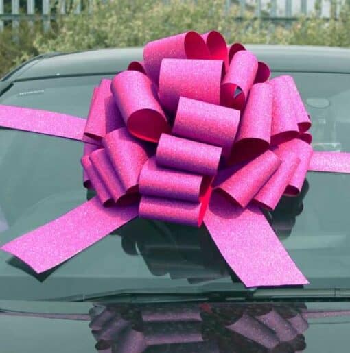 Pink Glitter Car Bow