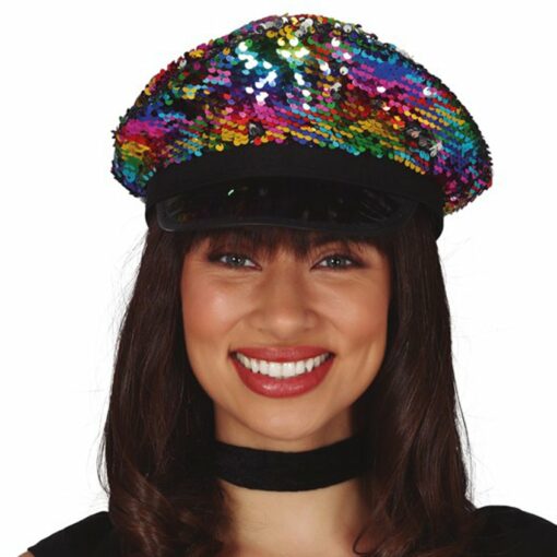 Rainbow Sequin Peak Hat