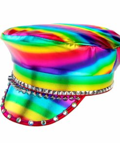 Rainbow Studded Biker Hat