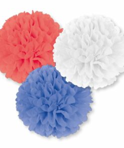 Red, White & Blue Pom Pom Decoration