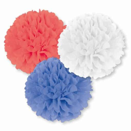 Red, White & Blue Pom Pom Decoration