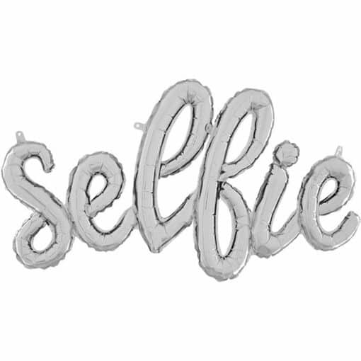 Selfie Silver Script Foil Balloon