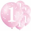 1st Birthday Pink Latex Balloons