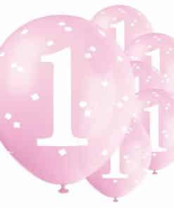 1st Birthday Pink Latex Balloons