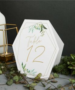 Geometric Greenery Wedding Table Numbers