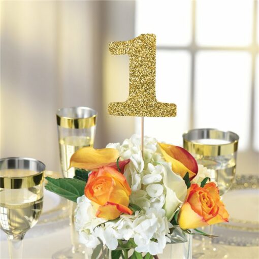 Gold Glitter Table Number Picks