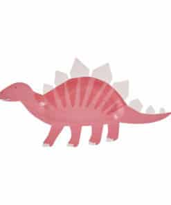 Pink Shaped Dinosaur Paper Plates