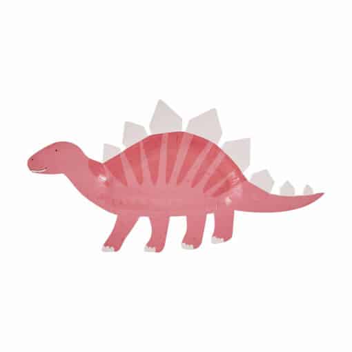 Pink Shaped Dinosaur Paper Plates