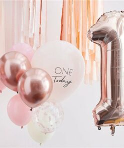 Pink & Rose Gold 1 Today Balloon Bundle