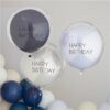 Mix It Up Blue Happy Birthday Double Stuffed Latex Balloons