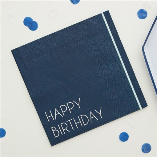 Mix It Up Blue Happy Birthday Eco Paper Napkins